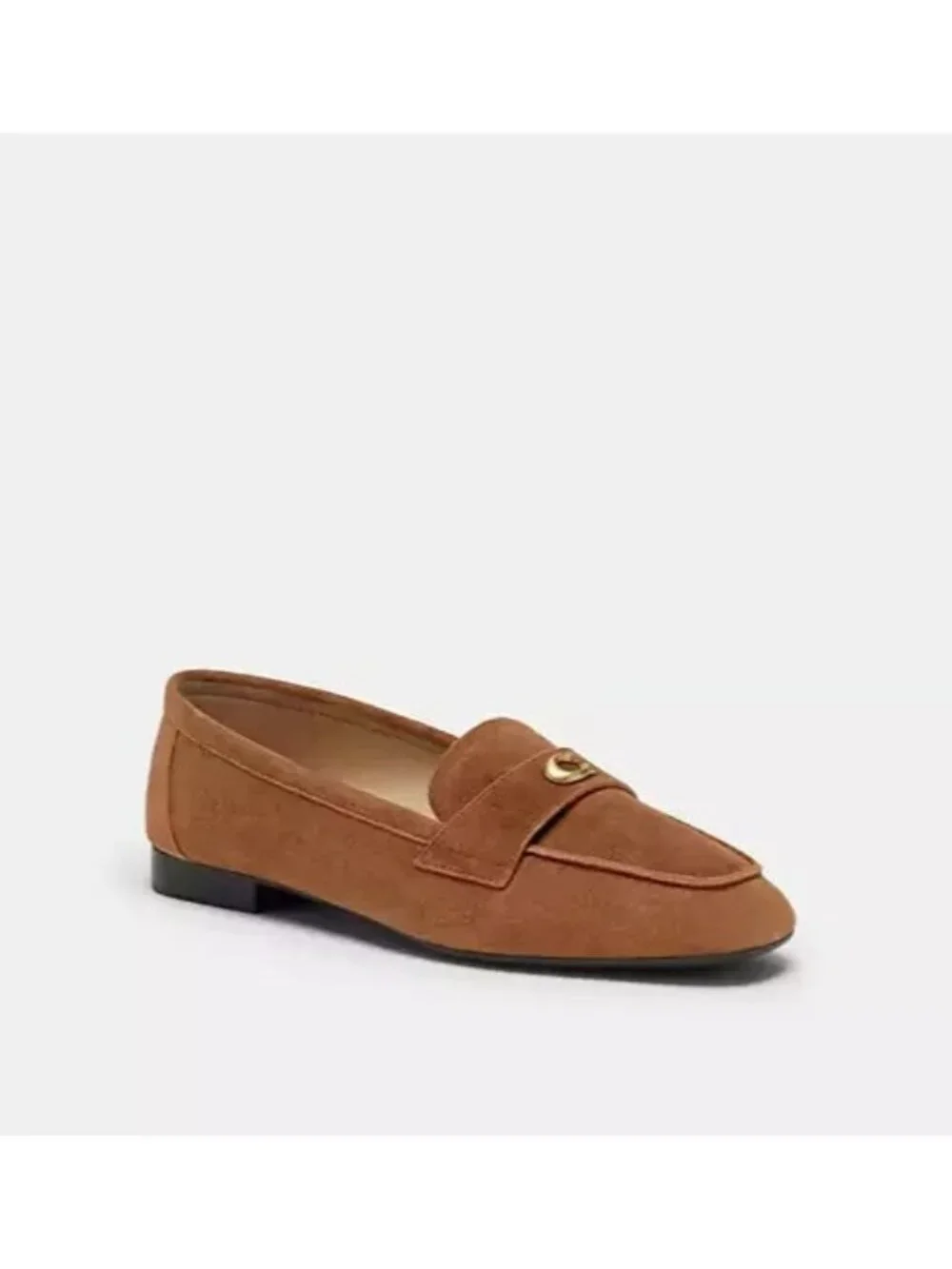 Coach Sculpt C Penny Loafers Women's Size 8 Brown Suede Closed Toe Block Heel